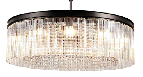 Burnaby Round Pendant/Semi Flush 10 Light Brown Oxide Large